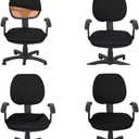 MIFXIN Computer Office Chair Cover Stretch Slipcover 2 Piece Soft Elastic Non-Slip Desk Chair Seat Covers Protector, Only Cover, NO Chair (Black)