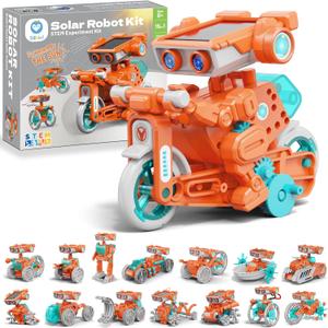 Sillbird Solar Robot Building Kit STEM Gift for Boys Aged 8-14, 15-in-1 DIY Science Educational Robotic Set, Solar or Battery Powered Toy for Kids Birthday with 212 Pieces