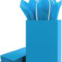 SUNCOLOR Blue Gift Bags with Tissue Paper, 24 Pack Small Kraft Paper Party Favor Bags, 7.9 x 5.12 x 3.15 Inches, Reinforced Handles for Baby Showers, Birthdays, Celebrations