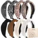 obeoby 8Pcs Fashion Leopard Headbands, Mother's Day Gift for Grandmother Knotted Headbands for Hold Hair