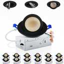 Adetu 3 Inch Gimbal Black Led Recessed Lighting, 360°+90° Adjustable Directional Led Recessed Lights, 2700K/3000K/3500K/4000K/5000K Dimmable Retrofit Eyeball Can Lights with Jbox,ETL (Black, 12 Pack)