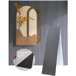 2 Packs 3D Wall Panels Peel and Stick | Wall Panels for Interior Wall Decor | Self Adhesive Sound Absorbing Planks | Acoustic Wood Slat Wall Panels | 94.48 * 11.80in | 0.4" Depth | Ebony