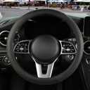 Microfiber Leather Steering Wheel Cover, Breathable, Anti Slip, 13.5 inch to 14 inch, Black