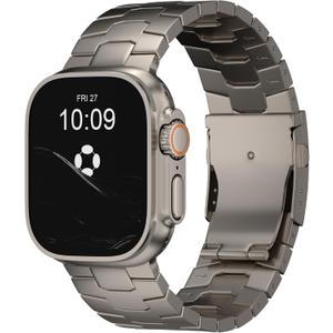AGIS01 Titanium Band Compatible with Apple Watch Ultra 2/1 49mm, Series 10 46mm - Military-Grade DLC Coating, Scratch Resistant & Durable Adjustable Strap for Men (AGIS01 Max| Folding Clasp | Titanium)