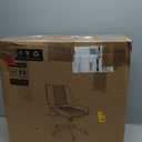 Home Office Chair No Arms with Wheels, Adjustable Height Small Desk Chair, PU Leather Mid Back 360 Swivel Computer Chair, Armless Modern Walnut Chair for Office, Reading Meeting Room(Beige), Mcm Style