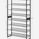 SONGMICS Shoe Rack, 8-Tier Shoe Organizer, Metal Rack for Garage, Set of 2, 4-Tier Stackable Shelf, with Adjustable Flat or Angled Shelves, 32-40 Pairs, Ink Black ULMR08B