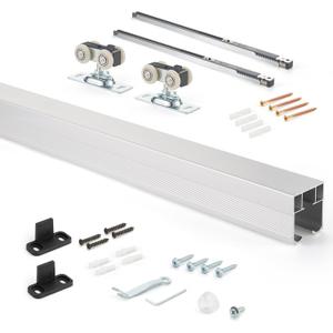 MaxxGeek 4FT/48in Sliding Pocket Door Hardware and Track Set,Soft Close Aluminum Box Sliding Door Rail Track Kit,Smoothly and Easy to Install,48" Track Kit for 23"-24" Wide Single Door