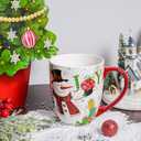 Topadorn Christmas Ceramic Coffee Mug Travel Cup Gift with Lid 18 oz, Porcelain Tea Cup with Handle for Home & Office, Set of 4 Mugs Holiday Gift for Friends and Family