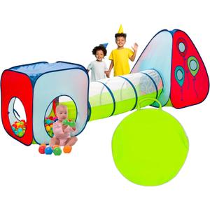 Kiddey Tunnel and Ball Pit Play Tent | 3pc Pop Up Toddler Gym Tunnels with Tents for Kids, Toddlers, Infants Boys & Girls | Indoor & Outdoor Gift Game | Baby Crawling Pits for Playground