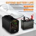 PLXX 12V 24V 0-15A Automatic Car Battery Charger Heavy Duty, Smart Trickle Charger, Battery Repairer with Auto Shut-Off, for Car Truck Motorcycle Boat RV Lawn Mower AGM Gel Wet MF Deep Cycle
