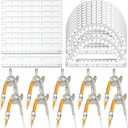 40 Pieces Geometry Math Set Compass for Geometry Math Compass and Protractor Set Include Metal Compass with Pencil Plastic Ruler and Protractor for Student School Office Woodworking Drawing Tools