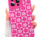 ZIYE for iPhone 15 Pro Max Case Cute Hot Pink Flower Phone Case with Camera Protection Soft TPU TPU Rubber Camera Protection Cover Floral Design Women Girls Cases for iPhone 15 Pro Max
