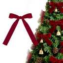 24 PCS Red Velvet Bows for Christmas Tree, Red Velvet Bows with Gold Ties, for Christmas Tree Party Front Door Wreath Holiday Indoor Inside Decor