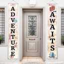 Adventure Awaits Bon Voyage Banner Garland Party Decoration Set Travel Themed Porch Sign Adventure for Indoor/Outdoor Retirement Moving Relocation Travel Wedding Bachelorette Party Decorations (Khaki