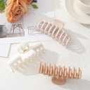 3Pcs Silicone Hair Clips Flexible Claw Clips for Women Cloud Clip Bendable Large Hair Claw Clip (White + Dark Khaki + Light Khaki)