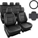 Zaqmru Black Faux Leather 5-Seat Full Set Seat Covers for Toyota RAV4 2019-2025
