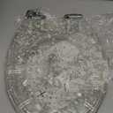 Resin Toilet Seat Round with Easy Clean Adjustable Hinges, Soft Close Quick Release Heavy Duty Silver Glitter Cover Acrylic Toilet Seats (Round 17 Inch, Silver Foil, Upgraded hinge)