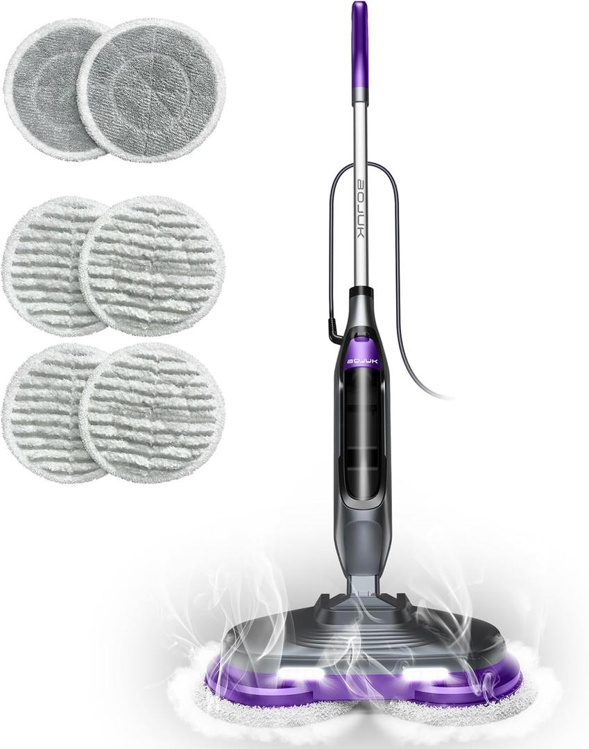Scrubbing Steam Mop, Steam Mops for Floor Cleaning with Rotating Pads, 4 Cleaning Modes & LED Headlights, Swivel Steering,Safe for all Sealed Hard Floors F2