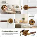 Walnut Wood Entry Door Lever (1 Pack, Aged Brass, Keyed) | Secure Keyed Reversible Handle for Front Entrance & Bedrooms, Zinc Alloy Base