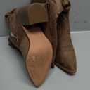 Huiyuzhi Womens Pointed Toe Mid Chunky Heel Side Zipper Knee High Boots Tall Booties (8, Dark Brown)