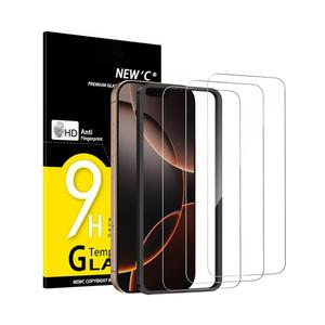 NEW'C 3 Pack Designed for iPhone 17/17 Pro, iPhone 16 Pro Screen Protector (6.3 inches), Enhanced Tempered Glass Protection with easy installation tool included, Case Friendly