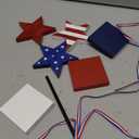 4th of July Tiered Tray Decor Wooden Star Set, 3 Pcs Memorial Day Table Decorations, Rustic Patriotic Tabletop Home Decor, Red White and Blue Decorations for Home (Shiny)