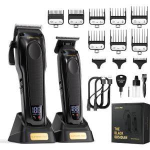 SUPRENT PRO Professional Hair Clippers for Men - High Torque Brushless Motor & Detachable Blade - Cordless Hair Trimmer Set for Barbers with Charging Stand - Premium Gift Hair Clipper Kit