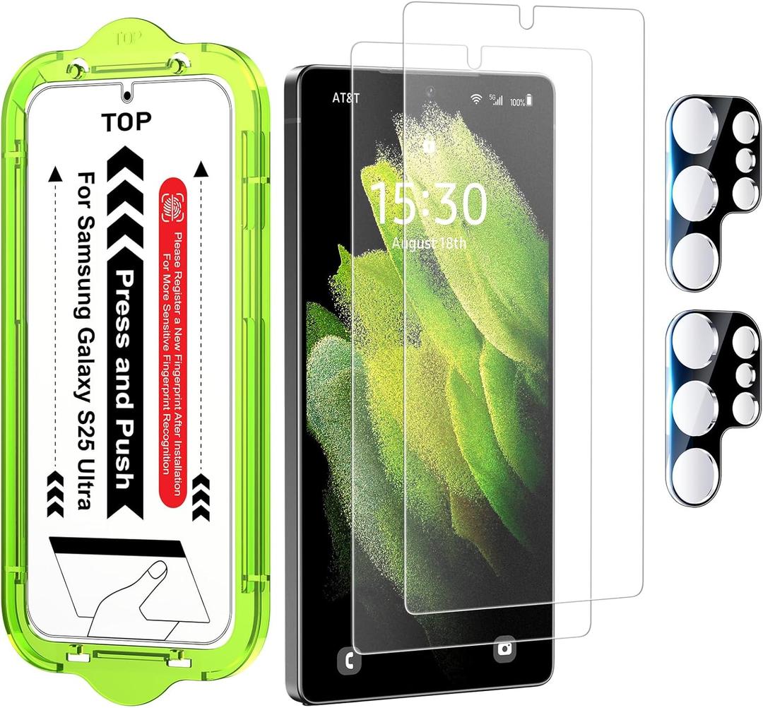 Esanik for S25 Ultra Anti Reflective Screen Protector, Anti-Glare & Fingerprint Unlock Compatible, Matte PET Film [Non-Glass], Auto-alignment Frame, Anti-Fingerprint, Smooth as Silk, 2+2 Pack (S25 Ultra-6.9 inch)