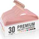 HOUSE DAY Velvet Hangers 30 Pack, Premium Non-Slip Felt Hangers, Sturdy Pink Clothes Hanger Heavy Duty, Space Saving Durable Suit Coat Hanger, 360 Rotating Rose Gold Hook