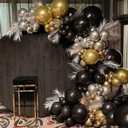 116pcs Black Gold Silver Chrome Balloon Garland Arch Kit for Gatsby Roaring 20s Birthday, New Year, Bachelorette, Graduation, Retirement Party Decorations