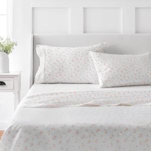 MARTHA STEWART 100% Cotton Queen Sheet Set - 4 Piece, Soft, Smooth, Durable, Easy Care, 16" Deep Pocket Sheet, Bedding Sheets, Sateen Sheet, 1 Flat, 1 Fitted, 2 Pillowcases, Blush (Shea Floral Blush) MARTHA STEWART 100% Cotton Queen Sheet Set - 4 Piece, Soft, Smooth, Durable, Easy Care, 16" Deep Pocket Sheet, Bedding Sheets, Sateen Sheet, 1 Flat, 1 Fitted, 2 Pillowcases, Blush (Shea Floral Blush)
