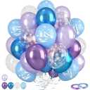 60pcs Frozen Balloons 12inch, Pastel Purple and Blue Balloons with White Pearl Metallic Blue Purple Snowflake Balloon for Baby Shower Birthday Party Decorations