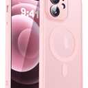 Compatible with iPhone 12 Case with Built-in Camera Lens Protectors Translucent Magnetic iPhone 12 Phone Case 6.1" [Compatible with Mag-Safe][Great Grip Feeling], Pink