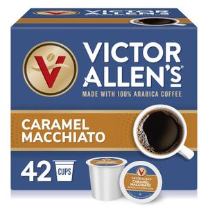 Victor Allen's Coffee Caramel Macchiato Flavored, Medium Roast, 42 Count, Single Serve Coffee Pods for Keurig K-Cup Brewers (EXP 06/21/26)