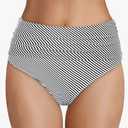Tempt Me Women's High Waisted Bikini Bottom Tummy Control Ruched Bathing Suit Swim Bottom, Size L