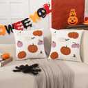 2 x Holibeat Fall Pillow Covers 18x18inch Set of 2 Tufted Thanksgiving Pumpkin Pillow Cases Fall Decoration for Home (8MP)