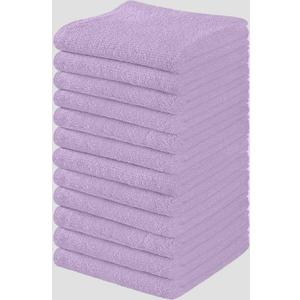 Towel and Linen Mart 100% Cotton - Wash Cloth Set - Flannel Face Cloths, Highly Absorbent and Soft Feel Fingertip Towels (Lavender, Pack of 12)