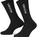 GroomBrideGifts Bride and Groom Socks, Engagement Gifts for Couples, Wedding Gifts Crew Socks,Honeymoon Essentials, Pack Of 2, One Size 