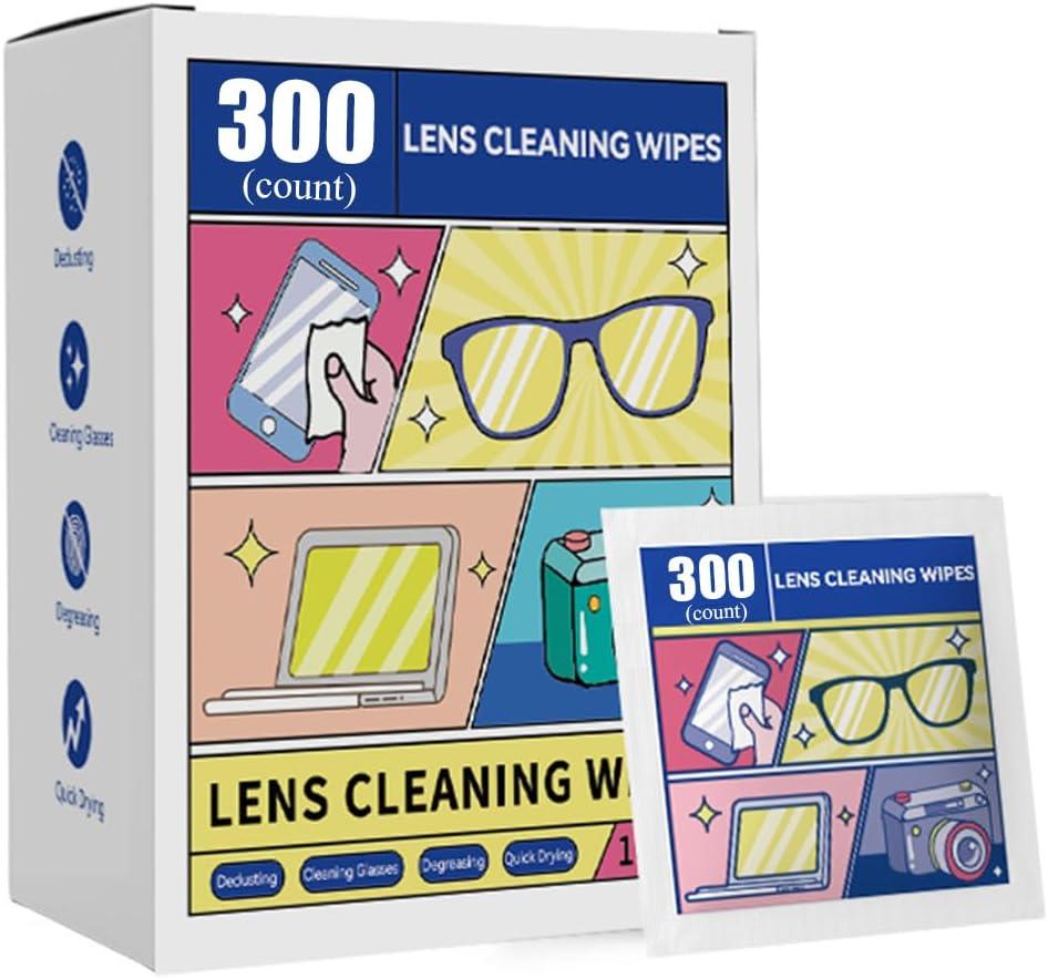 Pre-Moistened Lens Cleaning Wipes, Cleaning Wipes for Glasses, Computer & Laptops Screens, Smart Phones, Optical Lens, Goggles, and Watch Screen l Quick-Dry and Scratch-Free (Multicolor)