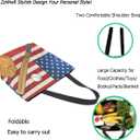 Chic Extra Large Shoulder Grocery Tote Bag, Stylish American Flag and Baseball Pattern Canvas Reusable Handle Bags for Men Women Gym Weekender Picnic Beach Travel Home Storage Market Shopping