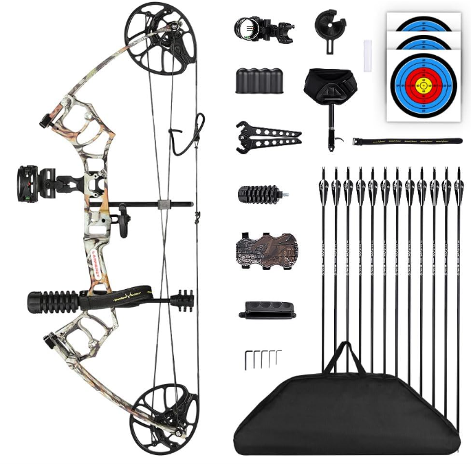 Lanneret Compound Bow and Archery Sets - Right Hand Archery Compound Bows 0-70 lbs Draw Weight Adjustable for Adults and BeginnersHunting Bow Kit for Beginner