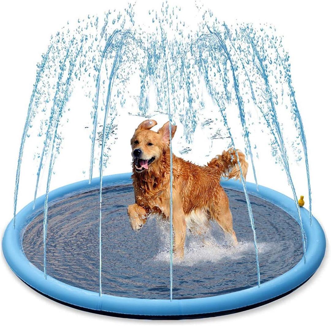 Splash Sprinkler Pad for Dogs - 59" Thicken Pet Swimming Pool Bathtub, 2024 New Packaging Pet Summer Backyard Playset & Water Toys(59",Blue)