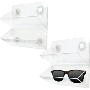 2pcs Wall-Mounted Transparent Organizer, Double-Layer Magnetic Acrylic Office Holder for Glasses, Pens, Remotes And Other Miscellaneous Items, Suitable for Home And Office Use