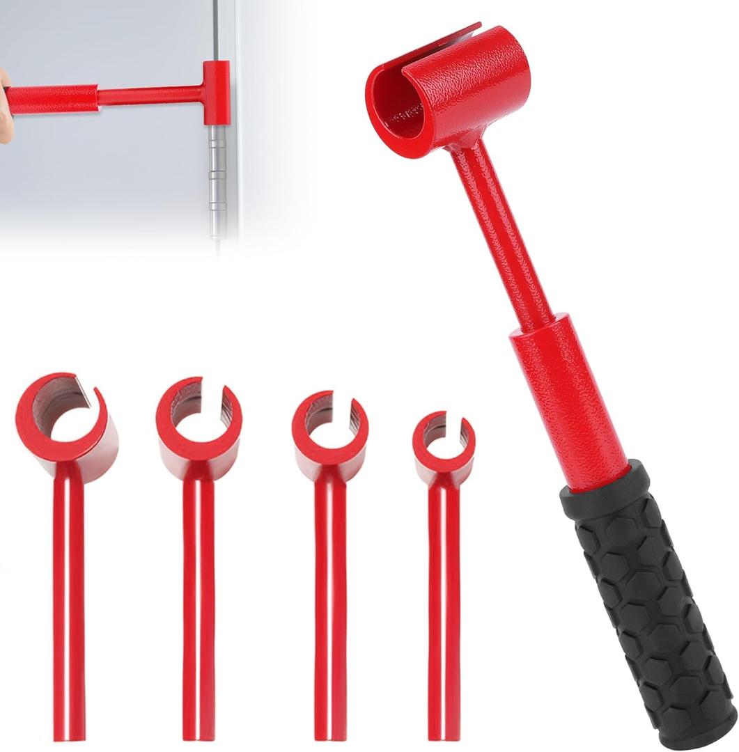 ASIEIT 4 in 1 Door Hinge Adjustment Tool, Multi-Size Hinge Gap Adjustment Wrench Tool Set for Round Bolt Standard Gauge 0.53-0.97 Inch, Stainless Steel Hinge Wrench with Rubber Handle for Repair