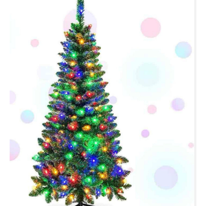 4FT Pre-Lit Artificial Pencil Christmas Tree With Led Lights