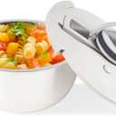 Double-Walled Stainless Steel Insulated Serving Bowl with Leak - Proof Lid - Insulated Casserole Dish - Keeps Food Warm and Cold for Hours - Perfect for Holidays, Parties, Camping - (2Q, White)