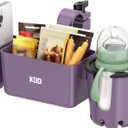 Stroller Cup Holder with Snack Tray, 3-in-1 Universal Stroller Tray with & Phone Holder, Removable Drink Holder, 360 Rotation Tray Attachment for Nuna, Wheelchair, Bike, Walker, Scooter (Purple)
