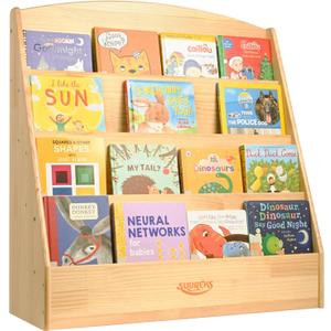 Montessori Bookshelf, 4 Tier Kids Bookshelf – Safe, Sturdy, and Easy to Clean, Premium Wooden Book Shelf for Kids Rooms, Playroom, Classroom, Nursery（31-1/2" D x 11-4/5" W x 31-1/2" H）