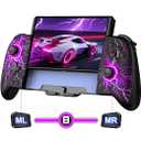 Spican Switch Controllers for Nintendo Switch/OLED, Hall Effect Wireless Pro Controller One-Piece Joypad, Full-Size Ergonomic Handheld Mode Gamepads with 17 Colors Light/Battery/Turbo/Macro/4 Game Slot (Black-Lightning Pattern)