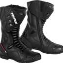 PROFIRST Motorbike Leather Boots Motorcycle Waterproof Motorbike Shoes Armored Boot Protection Anti Slip Racing Sports (Black, US Footwear Size System, Adult, Men, Numeric, Medium, 14)